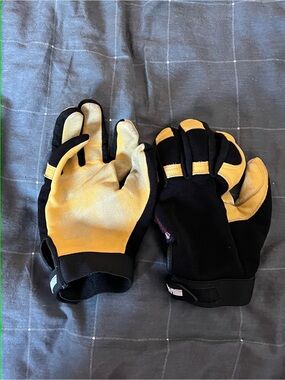 Watson Gloves Work Armor Leather Work Gloves Large Black Yellow Pair